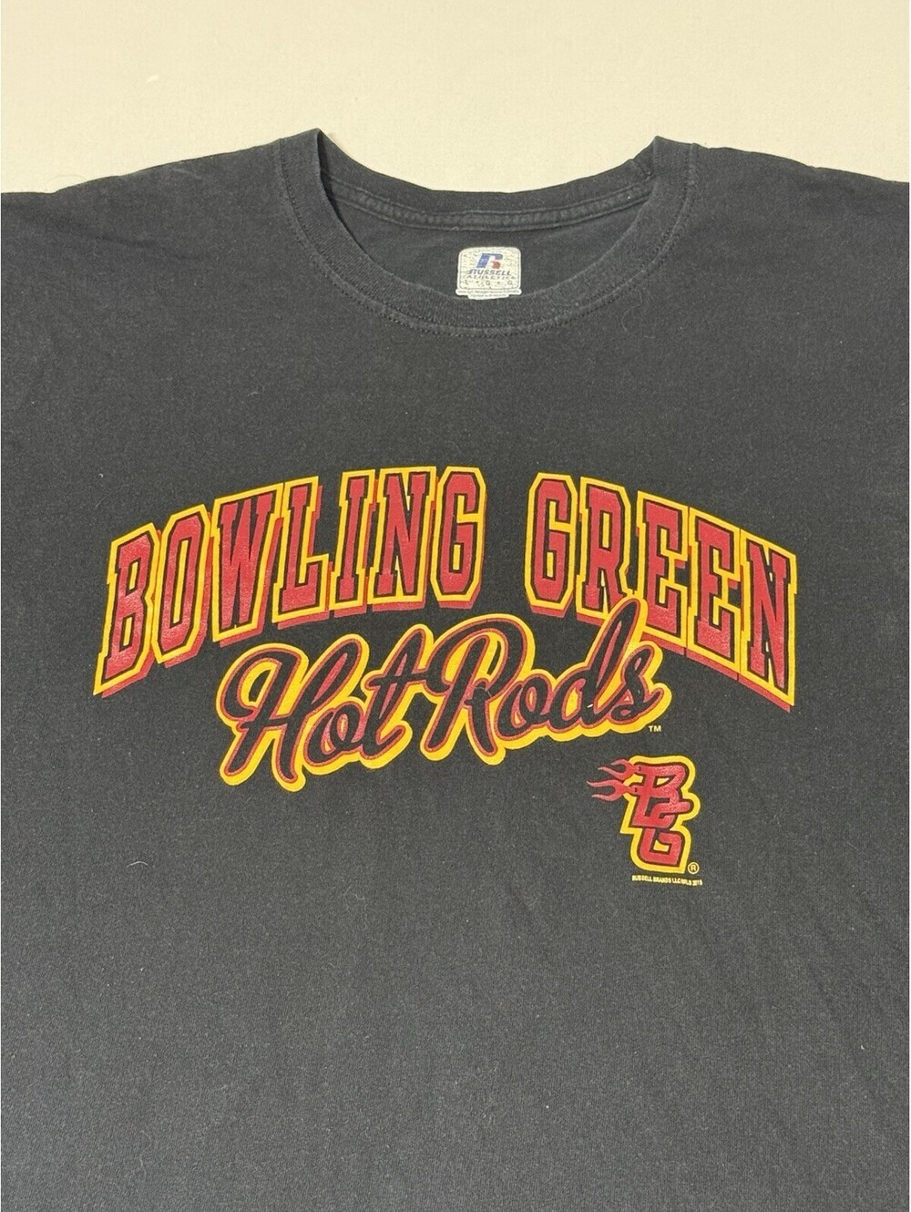 Russell MiLB Bowling Green Hot Rods T Shirt Large Black Short Sleeve Tee